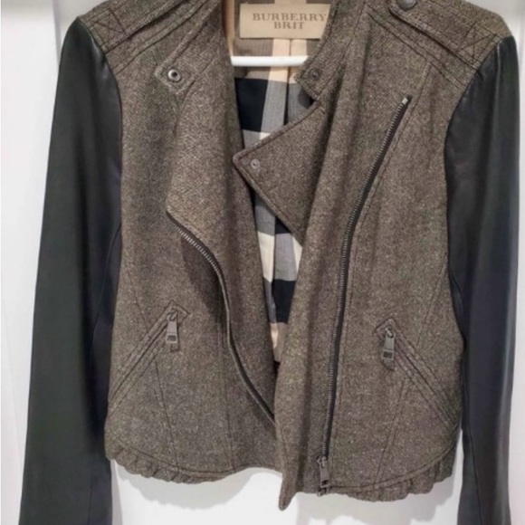 Burberry tweed and leather duo jacket - Picture 3 of 5
